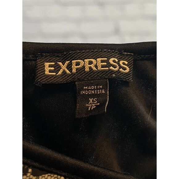 Express Black & Gray Abstract Print Sleeveless Halter Top XS Casual Party Tank‎ - Picture 3 of 3